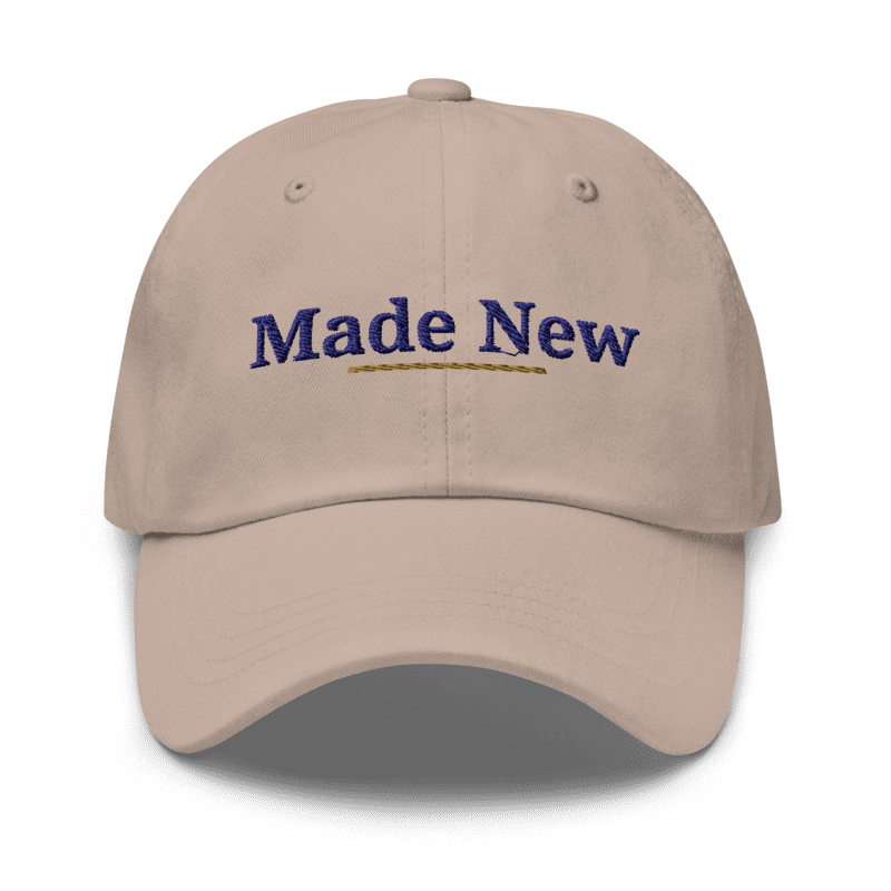 Made New Embroidered Hat in Stone, front