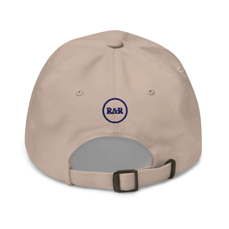 Redeemed Embroidered Hat in Stone, back with R&R mark