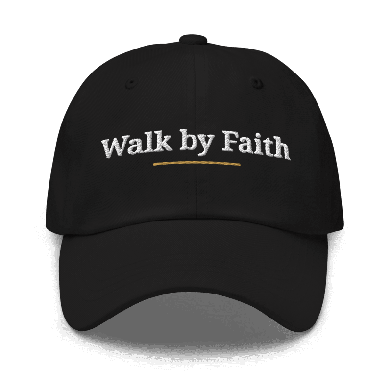 Walk by Faith Embroidered Hat in Black, front