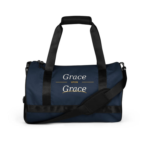 Grace Upon Grace Gym Bag – All-Over Print Gym Bag, front view