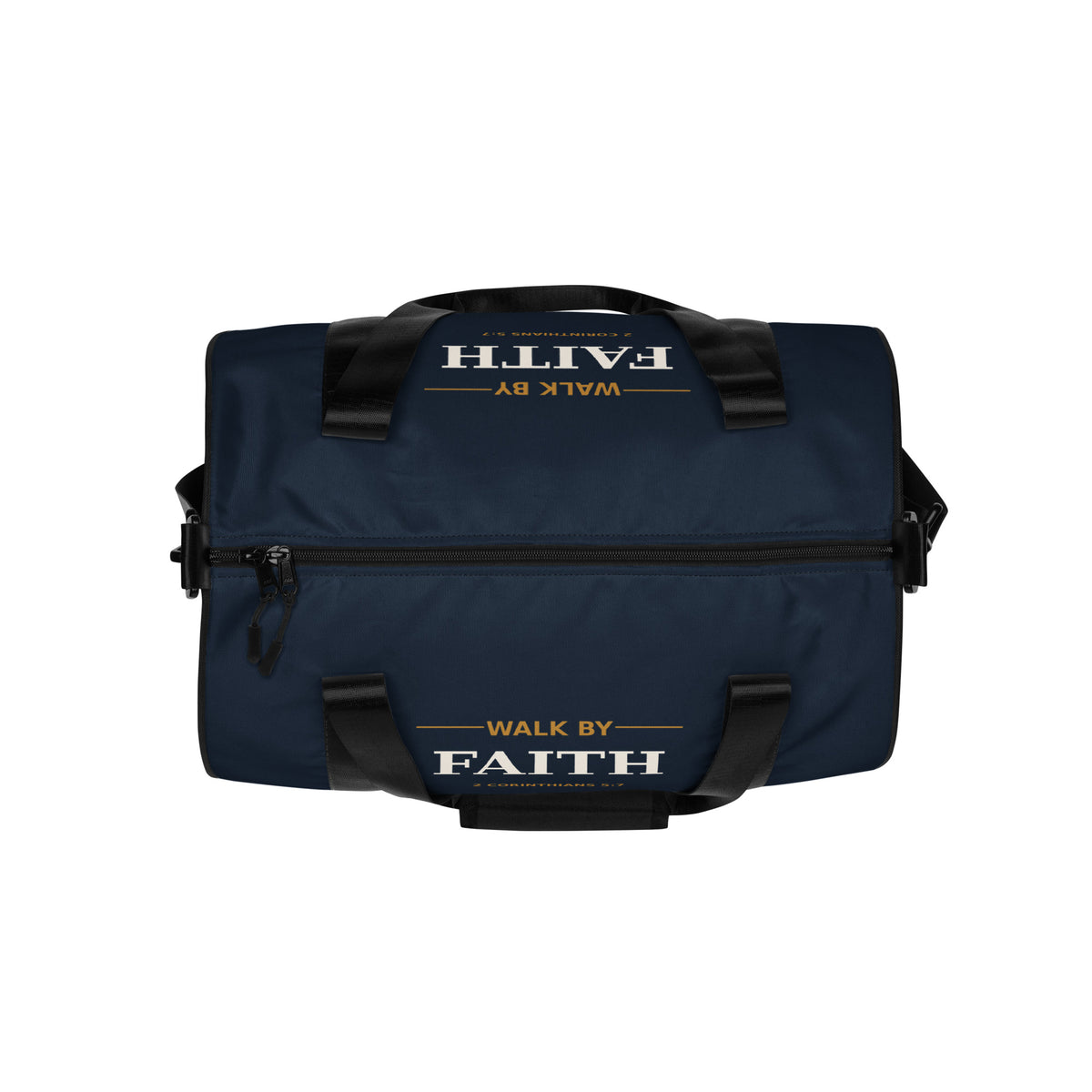 Walk by Faith Gym Bag – All-Over Print Gym Bag, top view