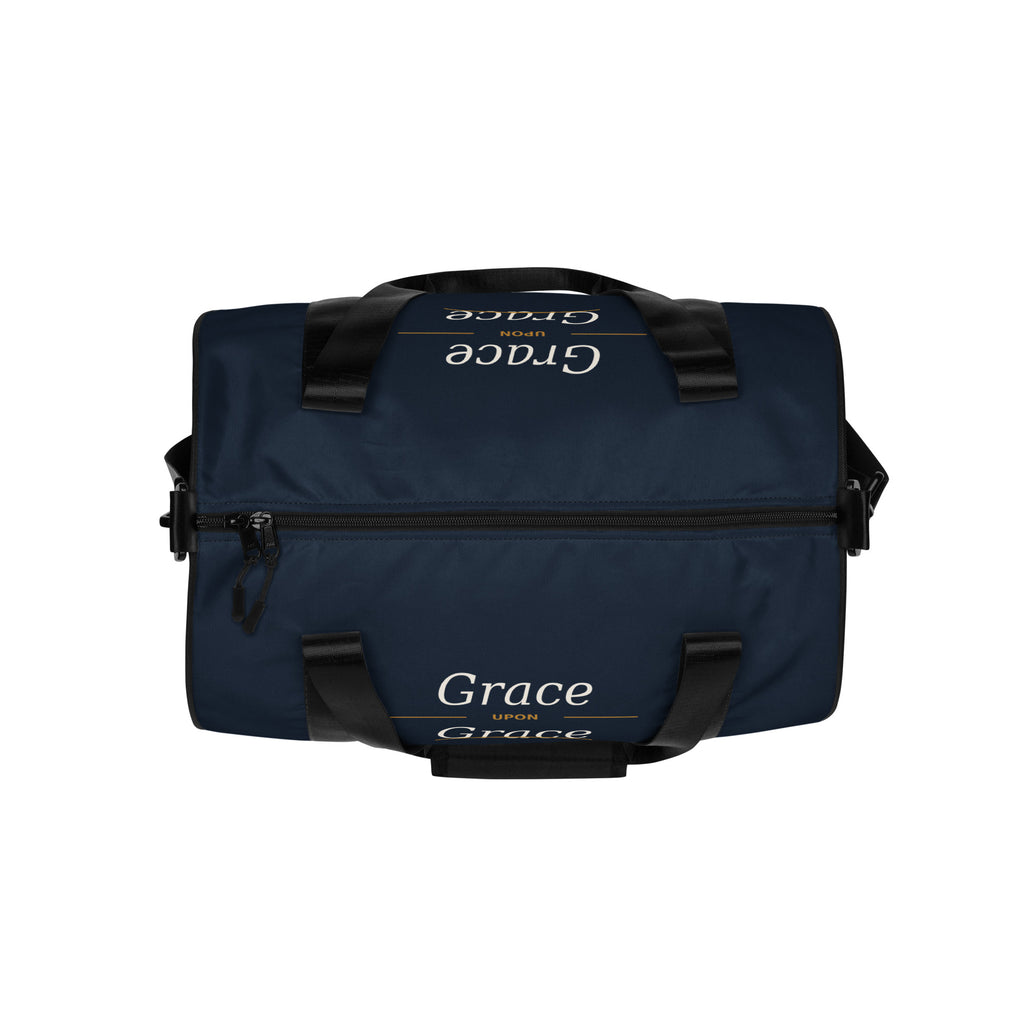 Grace Upon Grace Gym Bag – All-Over Print Gym Bag, top view