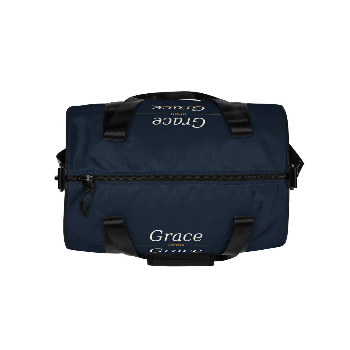 Grace Upon Grace Gym Bag – All-Over Print Gym Bag, top view