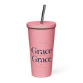 Grace — Grace Upon Grace Tumbler in Pink, 20 oz, Front