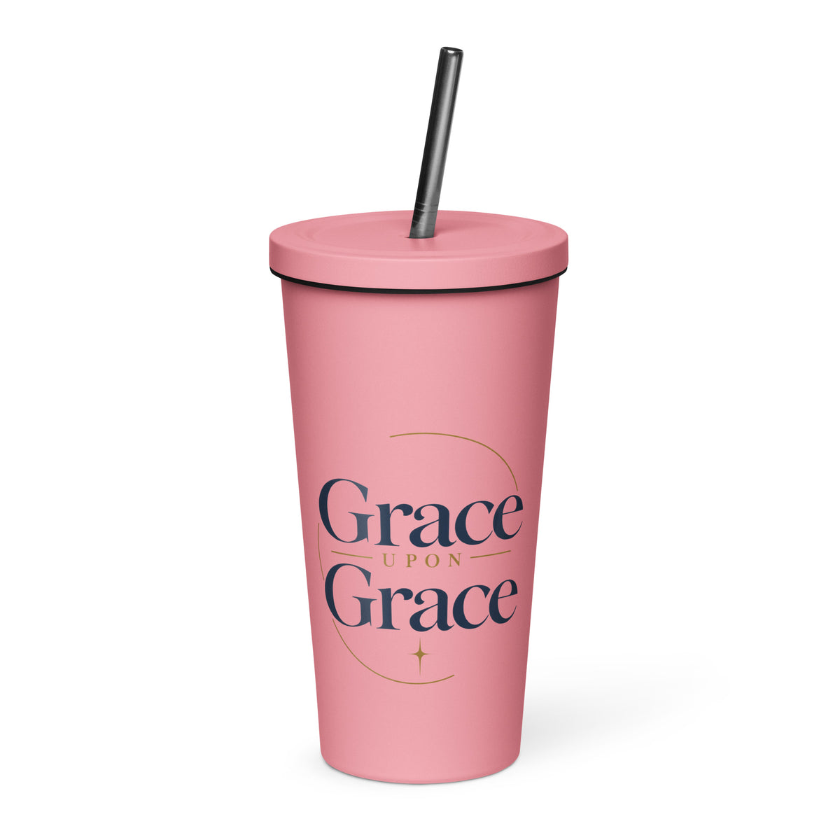 Grace — Grace Upon Grace Tumbler in Pink, 20 oz, Front