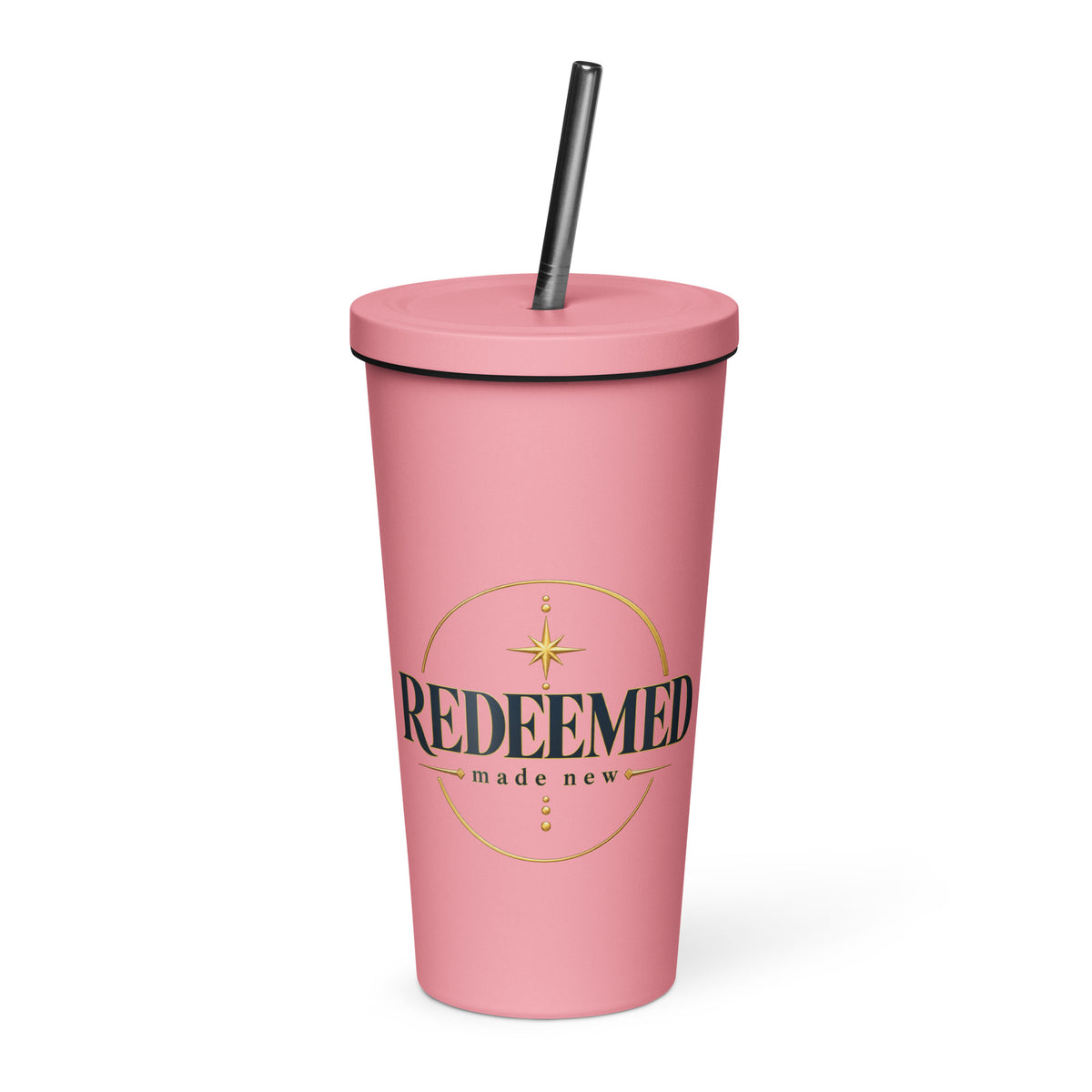 Redeemed — Made New Tumbler in Pink, 20 oz, Front
