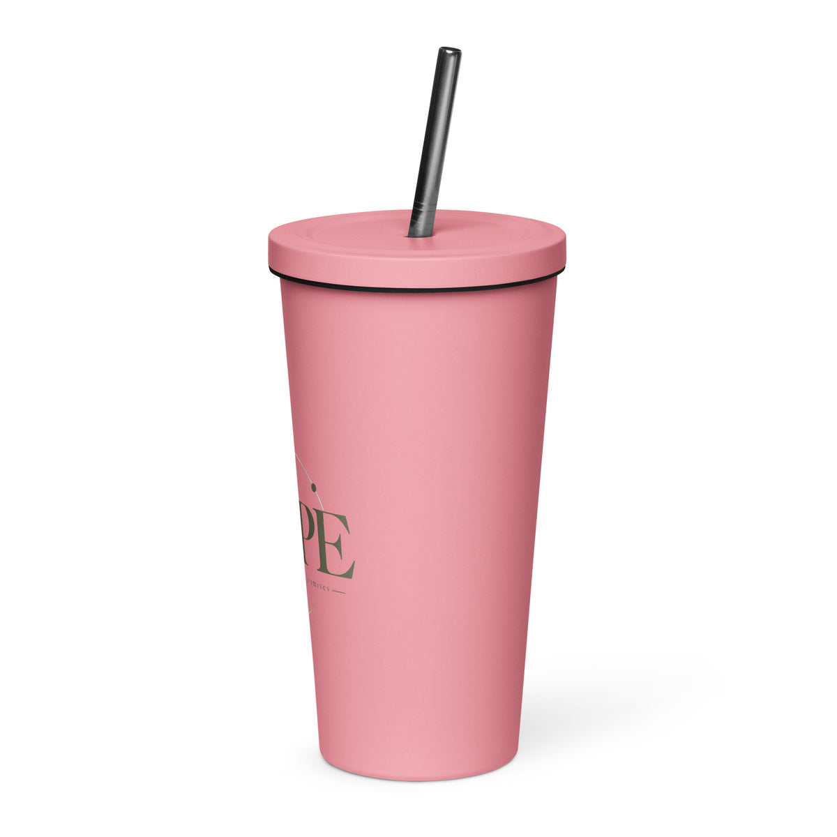 Hope — Anchored in His Promises Tumbler in Pink, 20 oz, Left
