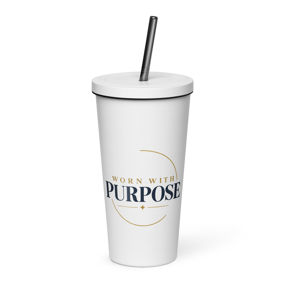 Purpose — Worn With Purpose Tumbler in White, 20 oz, Front