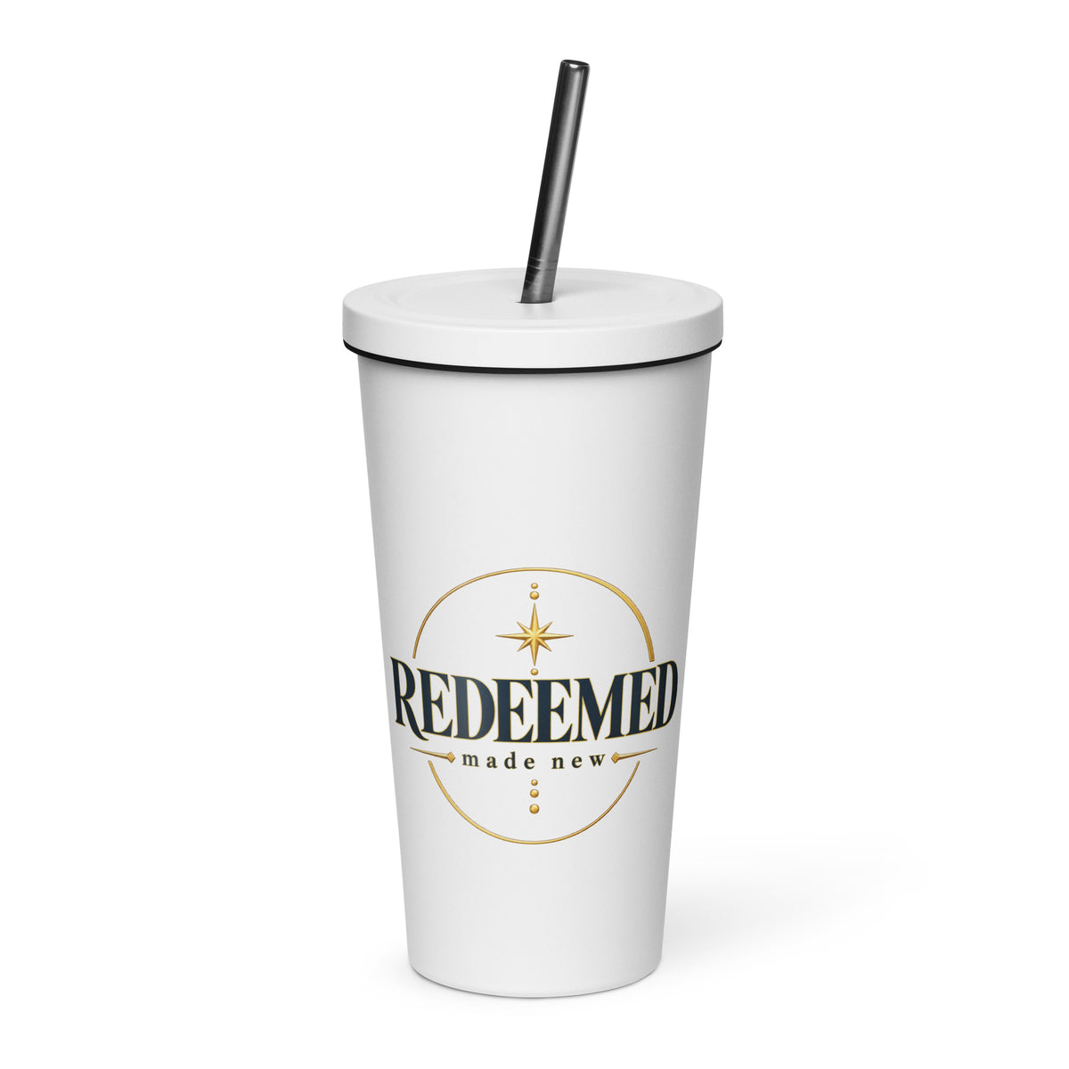 Redeemed — Made New Tumbler in White, 20 oz, Front