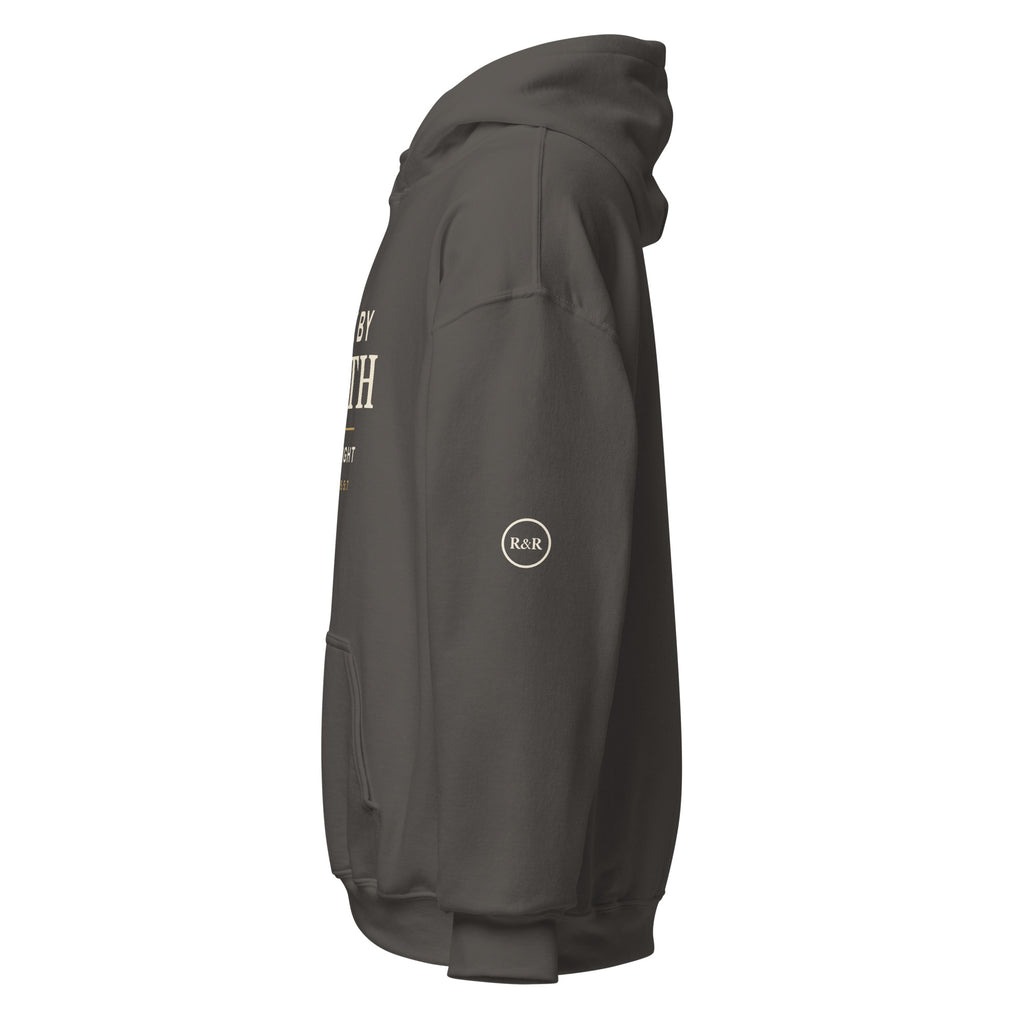 Purpose — Walk by Faith Hoodie in Charcoal, Left