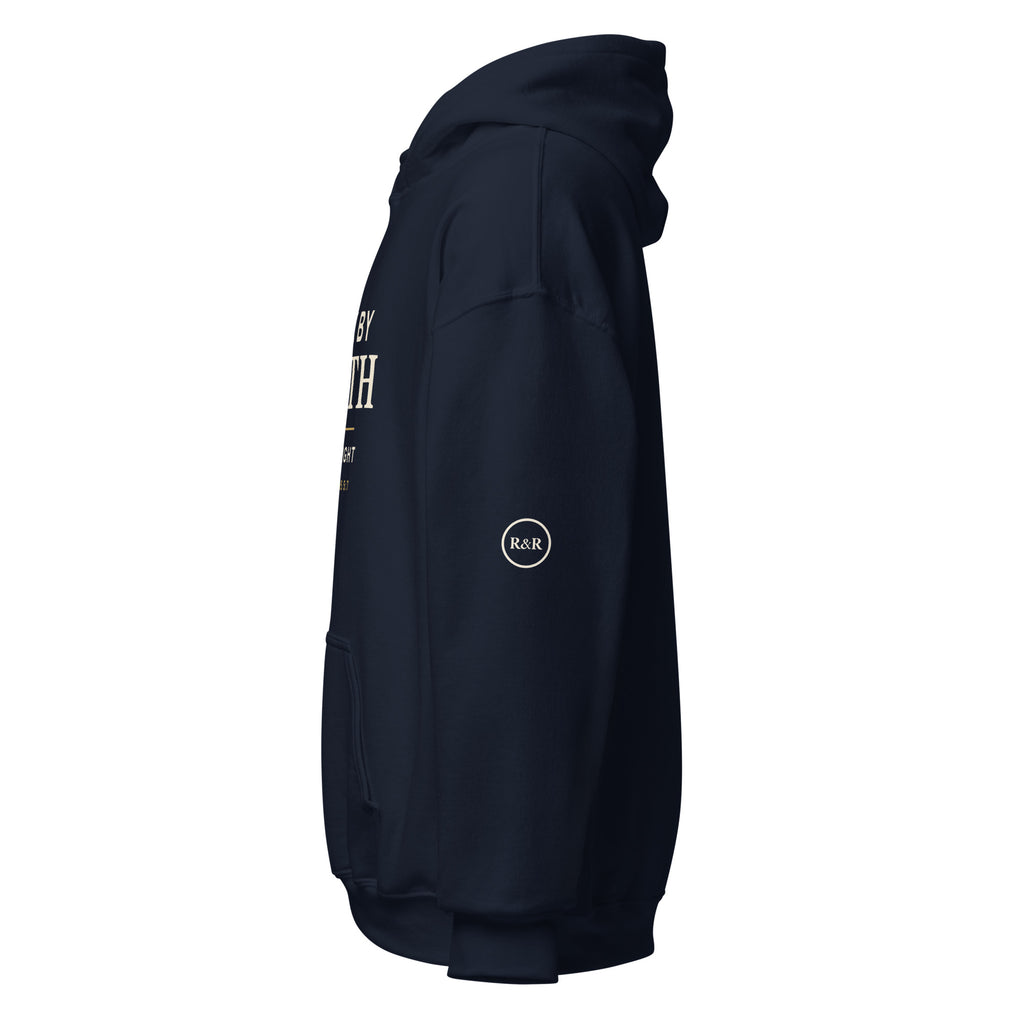 Purpose — Walk by Faith Hoodie in Navy, Left