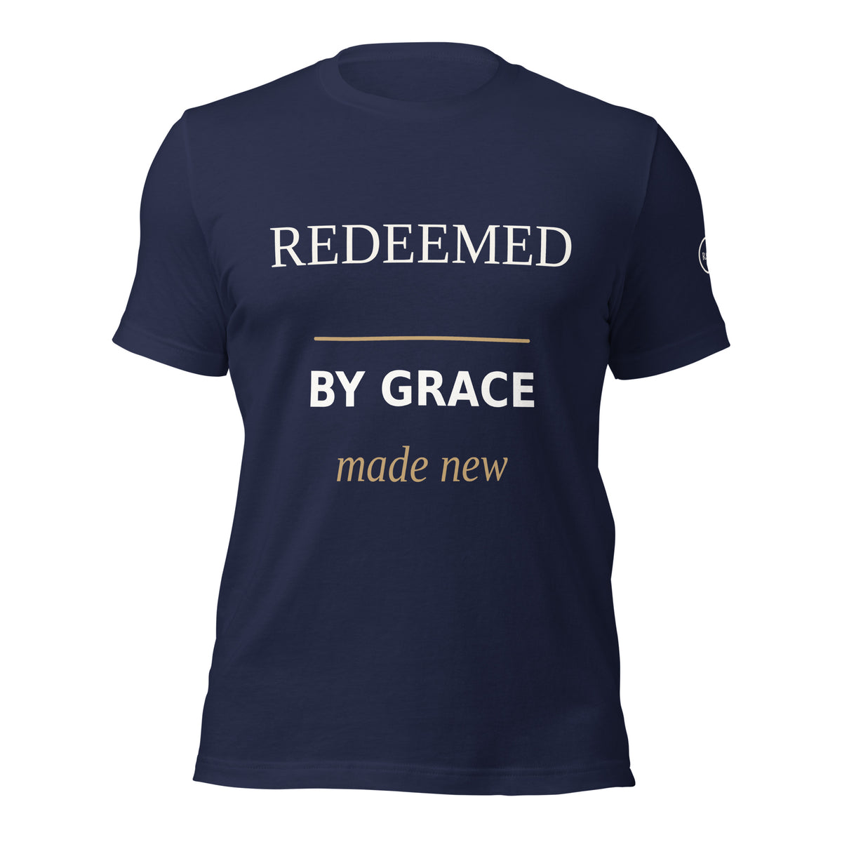 Redeemed — By Grace Tee in Navy, Front