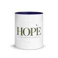 Hope — Anchored in His Promises Mug in Dark Blue, 11 oz, Front