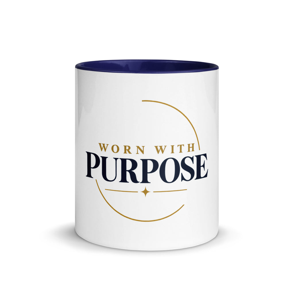 Purpose — Worn With Purpose Mug in Dark Blue, 11 oz, Front
