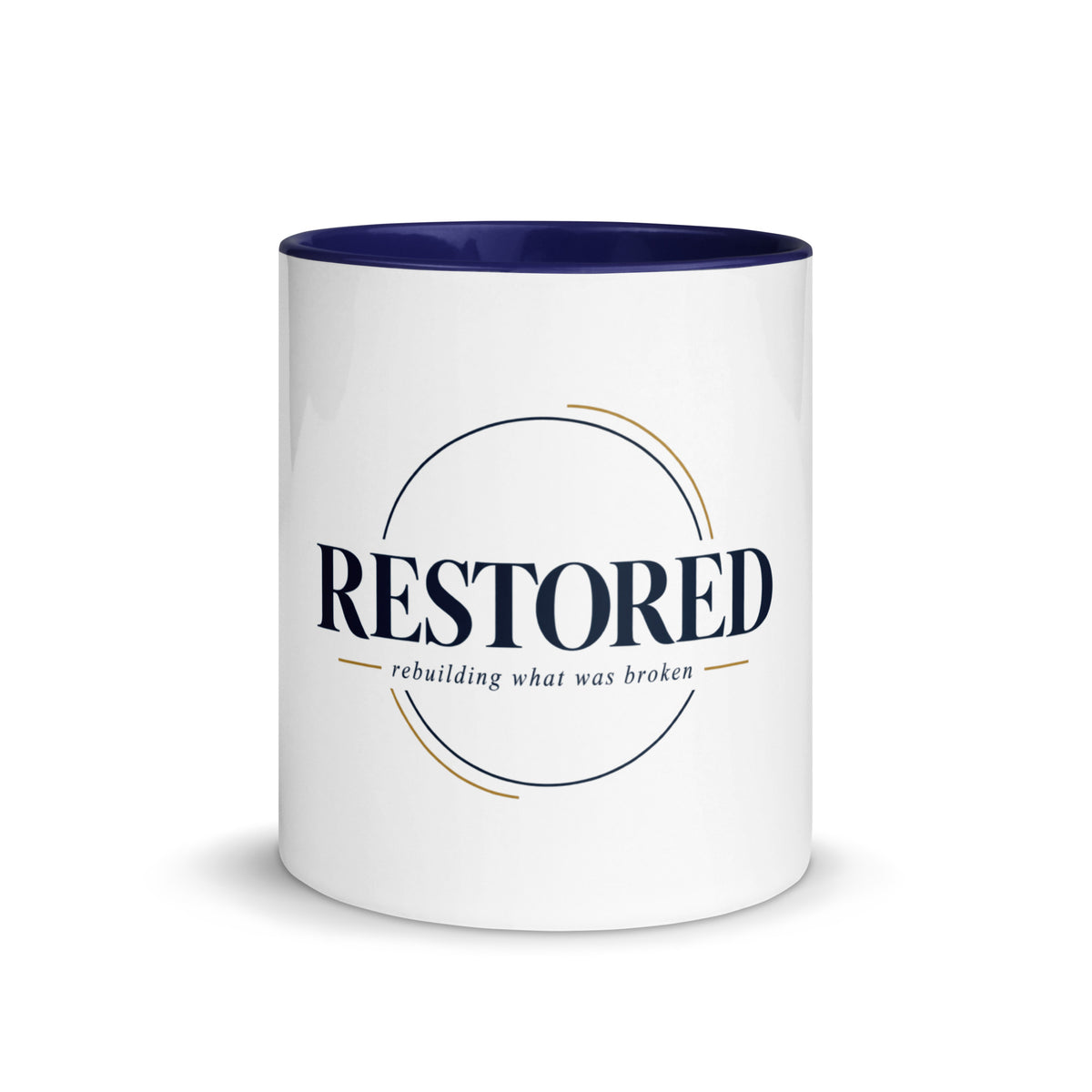 Restored — Made Whole Mug in Dark Blue, 11 oz, Front
