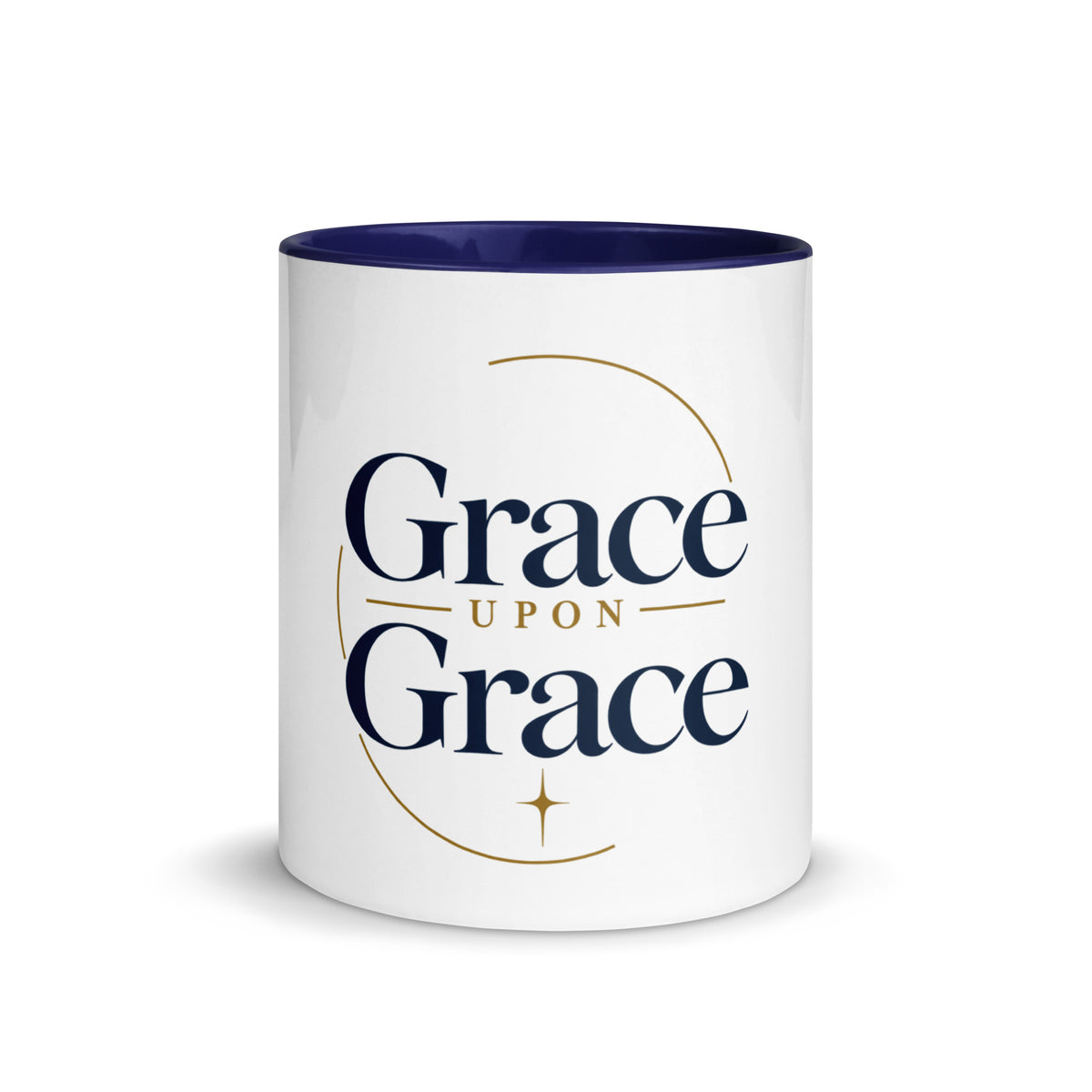 Grace — Grace Upon Grace Mug in Dark Blue, 11 oz, Front