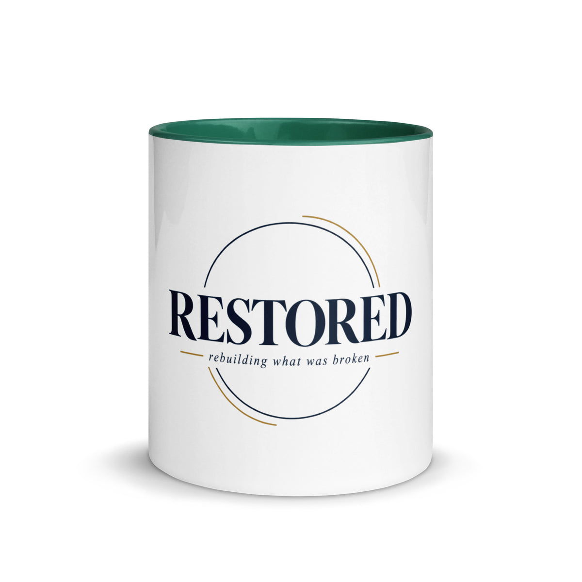 Restored — Made Whole Mug in Dark Green, 11 oz, Front