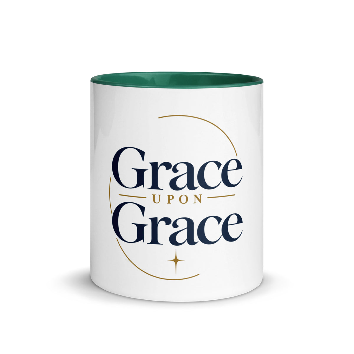 Grace — Grace Upon Grace Mug in Dark Green, 11 oz, Front