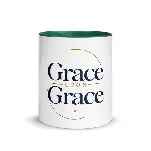 Grace — Grace Upon Grace Mug in Dark Green, 11 oz, Front
