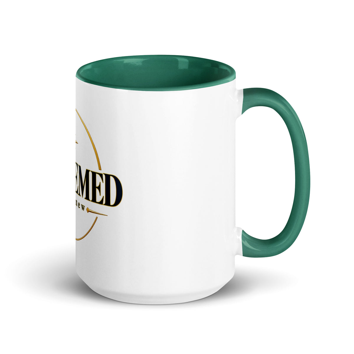 Redeemed — Made New Mug in Dark Green, 15 oz, Right